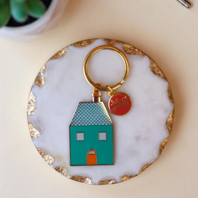 Teal House Keychain