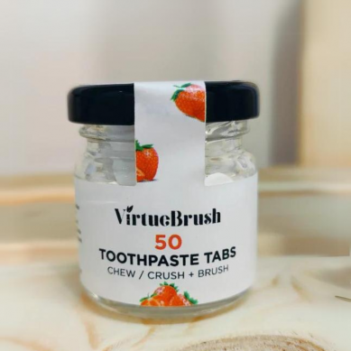 50 Strawberry Toothpaste Tabs - Glass Jar