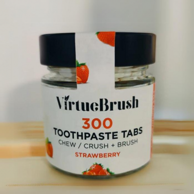 300 Strawberry Toothpaste Tabs - Glass Jar - 5 month Supply