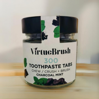 300 Activated Charcoal Mint Toothpaste Tabs - Glass Jar - 5 month supply