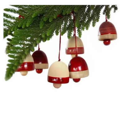 Christmas Wooden Bells Red