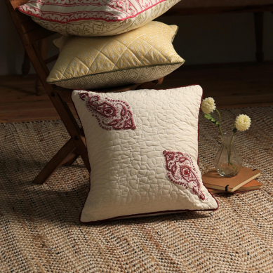 Paisley Motif Cushion Cover with Embroidery