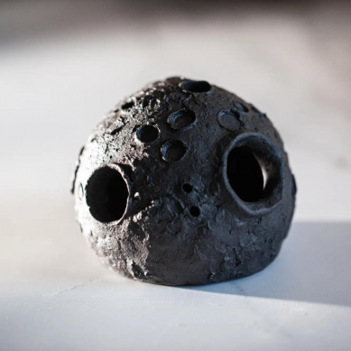 Ceramic Black Moon Votive Candle Holder