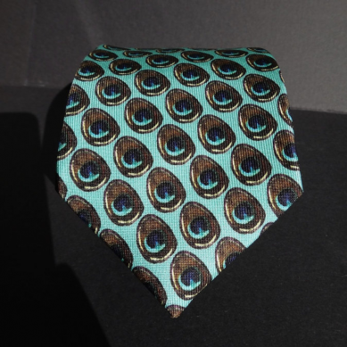 Pure Silk Peacock Feather Motif Tie