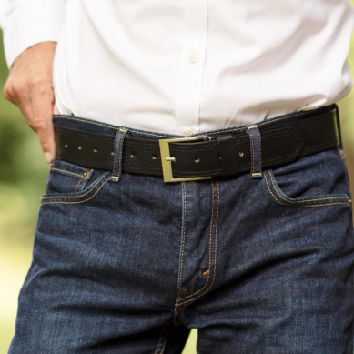 Men's Double Stitched Leather Belt