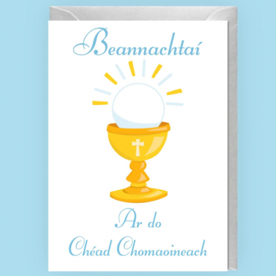 Boys Irish Language Communion Card