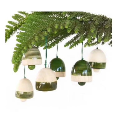 Christmas Wooden Bells Green