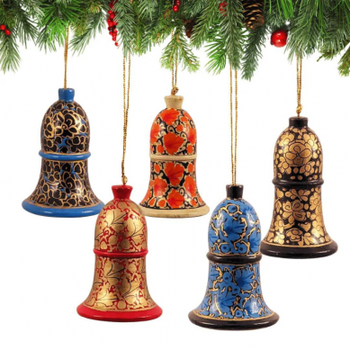 Christmas Bells with Clappers - Papier Mache