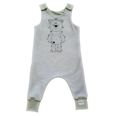 Bear Screen Printed Organic Cotton Jersey Romper