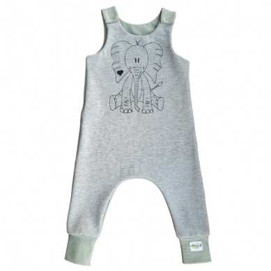 Elephant Screen Printed Organic Cotton Jersey Romper