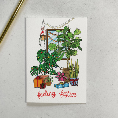 Feeling Festive Plant Christmas Card Holiday Card