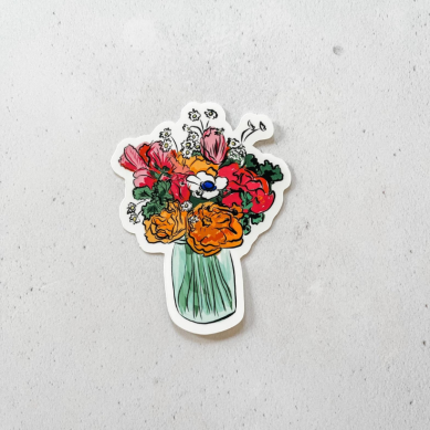 Floral Mason Jar Vinyl Sticker