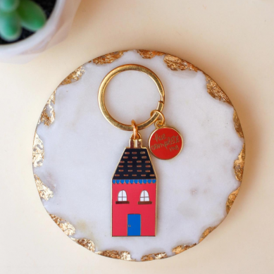 Pink House Keychain