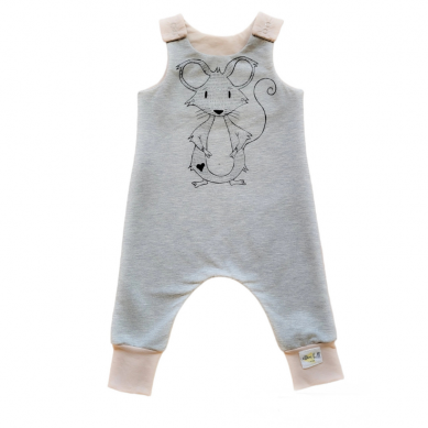 Mouse Screen Printed Organic Cotton Jersey Romper