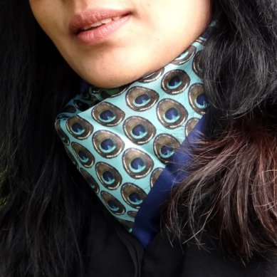 Pure Silk Peacock Print Scarf