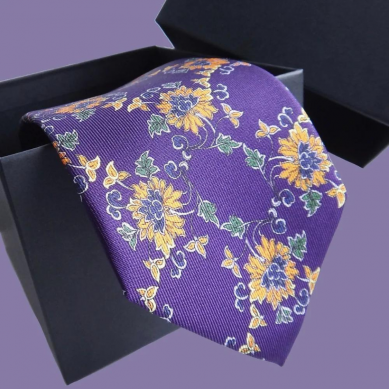 Handmade Motif Silk Tie - Purple