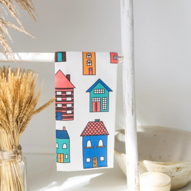 Illustrated House Tea Towel