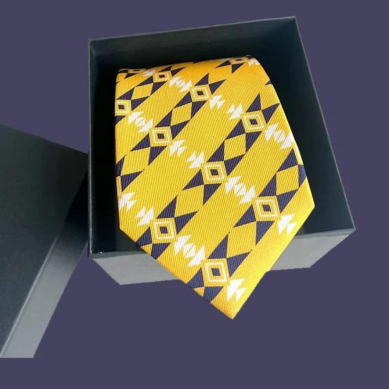 Handmade Motif Silk Tie - Yellow