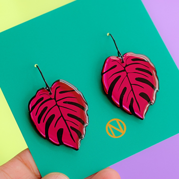 Monstera Drop Earrings