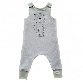 Bear Screen Printed Organic Cotton Jersey Romper