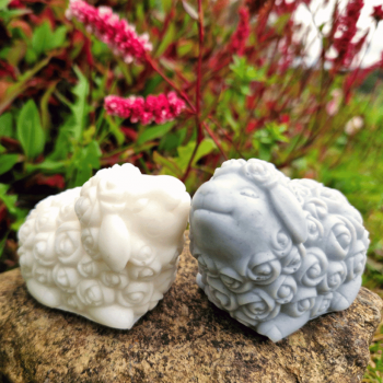 Grey & White Pair of Sheep Soaps