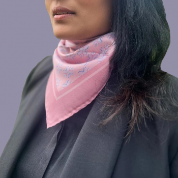 Silk Twill Bhutan Motif Scarf - Pink